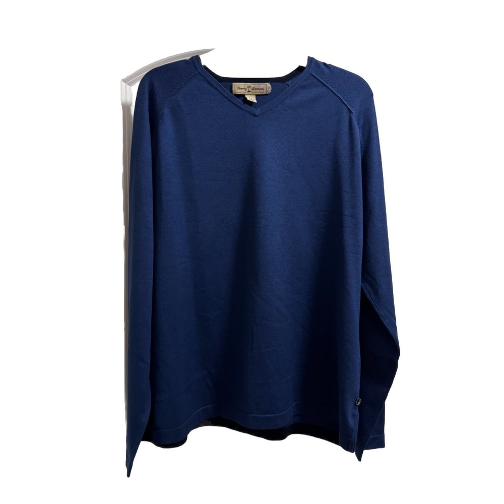 Tommy Bahama‎ Men's XL Blue Pullover V Neck Sweater Silk  Blend